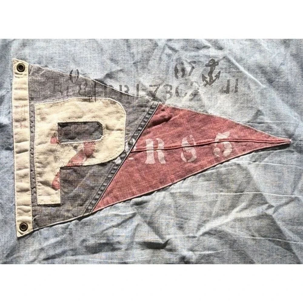 Vintage Rare Polo Ralph Lauren Yacht Club Flag Button Up Shirt Custom Fit Sz XL